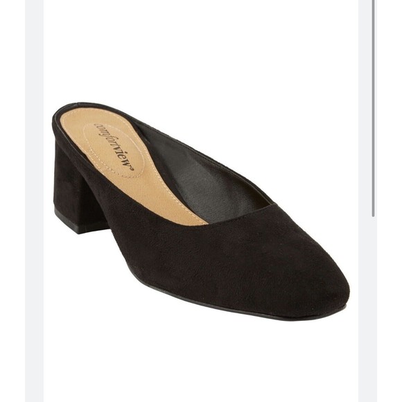 COMFORTVIEW Black  Slip-On Mules. 
(SZ. 11WW) Comfortview The Estelle Slip On Mule - 11 WW, Black (Wide  main image 3